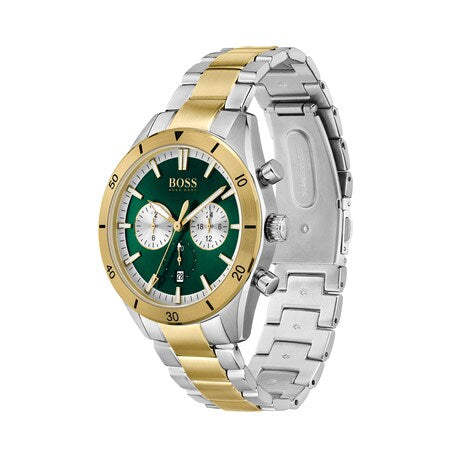BOSS Santiago Chronographic Date Bracelet Strap silver/gold/green