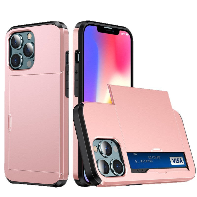 17 ProMax phone case Apple 16 slide push card insert 14 15 anti drop protective cover