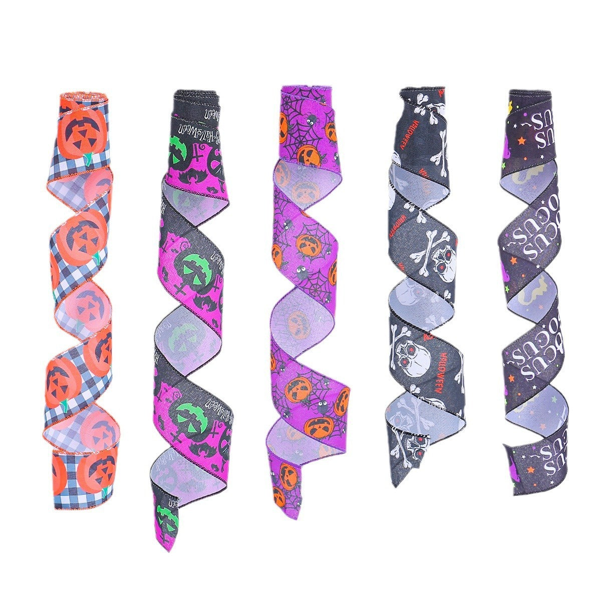 Creative Halloween ribbon checkered pumpkin ribbon Christmas tree decoration ribbon
