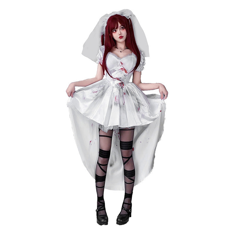 European and American style dark goth Halloween costume, adult witch costume, tailcoat, vampire bride performance dress
