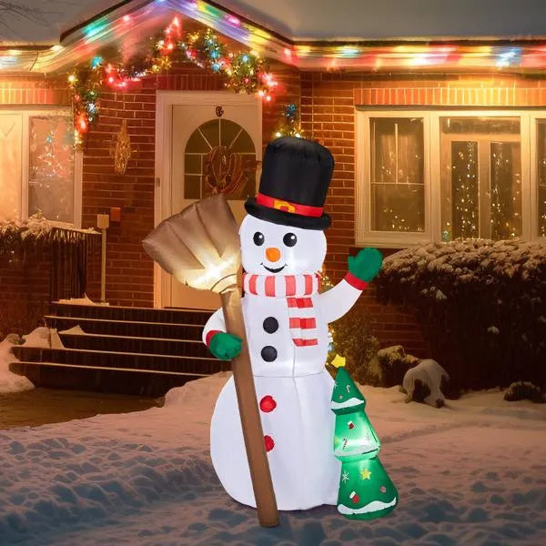 6.2FT Lighted Christmas Inflatable Decoration, Inflatable Snowman Holding Groom, Funny Blow Up Yard Decorations With Built-in LED Lights For Holiday Party Front Yard Lawn Garden Decor