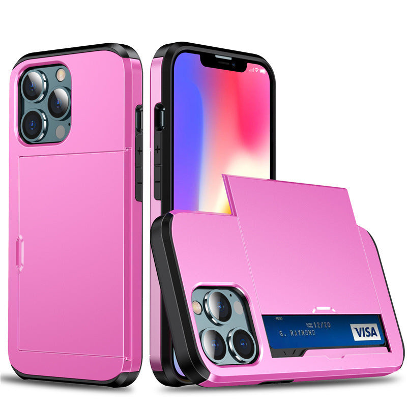 17 ProMax phone case Apple 16 slide push card insert 14 15 anti drop protective cover