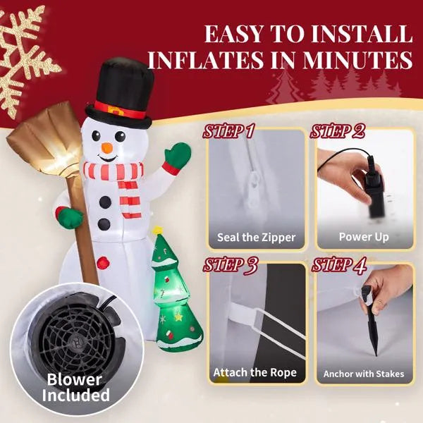 6.2FT Lighted Christmas Inflatable Decoration, Inflatable Snowman Holding Groom, Funny Blow Up Yard Decorations With Built-in LED Lights For Holiday Party Front Yard Lawn Garden Decor