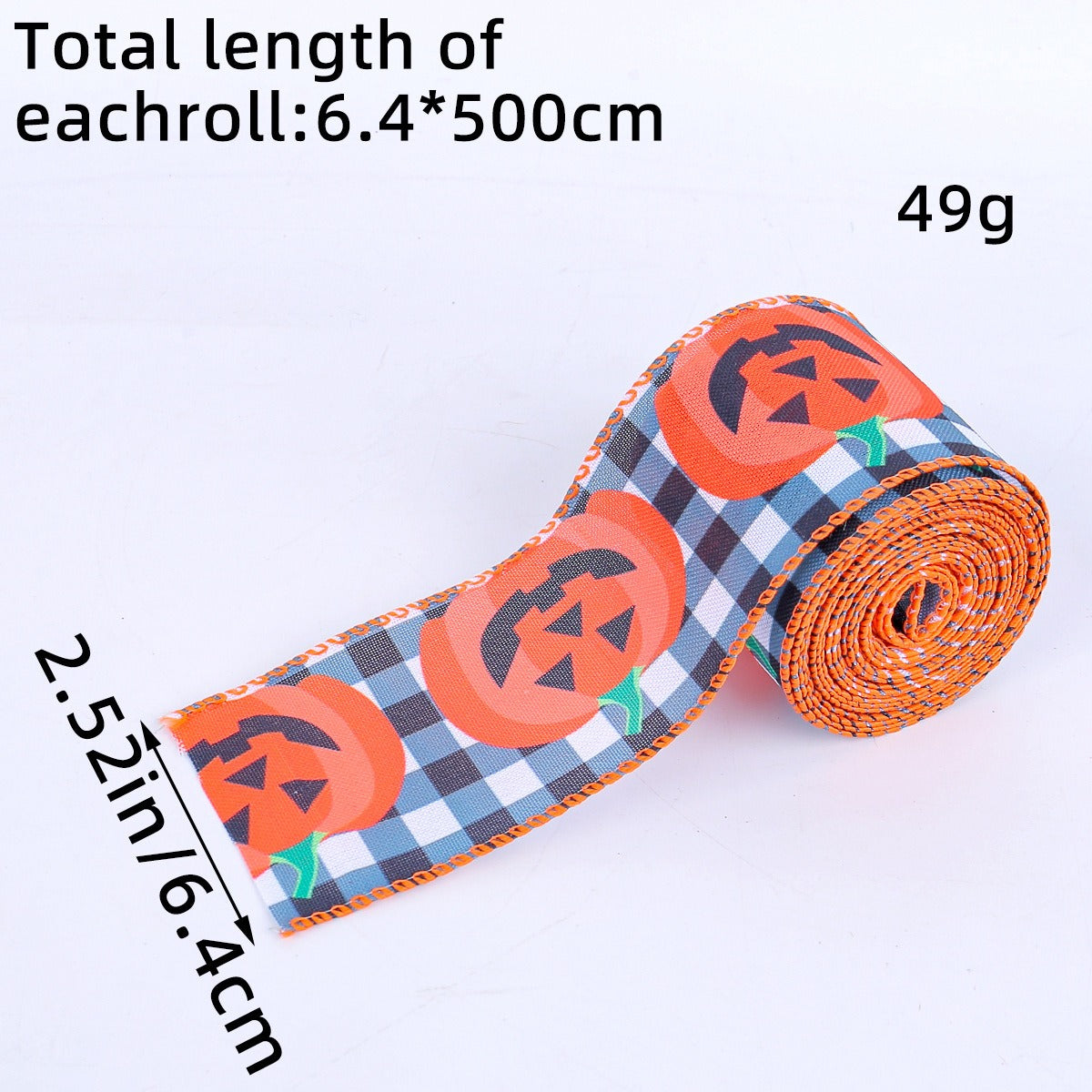 Creative Halloween ribbon checkered pumpkin ribbon Christmas tree decoration ribbon
