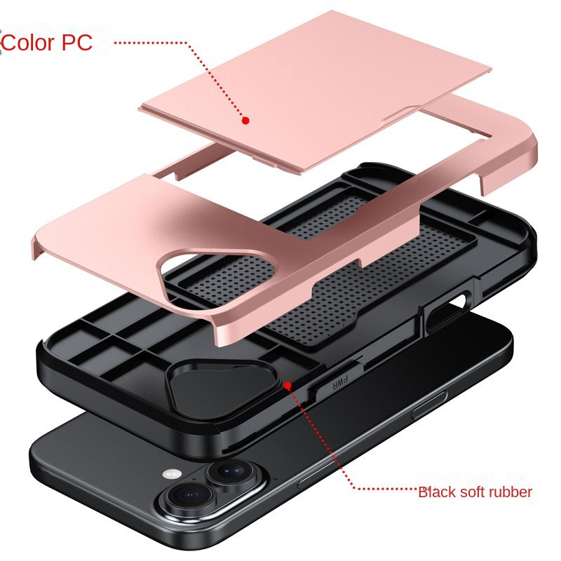 17 ProMax phone case Apple 16 slide push card insert 14 15 anti drop protective cover