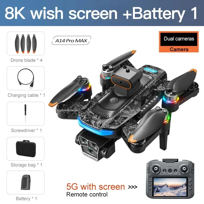 Xiaomi A14Pro max GPS Drone 8K Profesional HD Camera Obstacle Avoidance Brushless Foldable Quadcopter Optical Flow RC Dron Toys